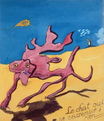 Die Katze, die wie nichts auf der Erde ist, Illustration für die handgeschriebene Gedichtsammlung 